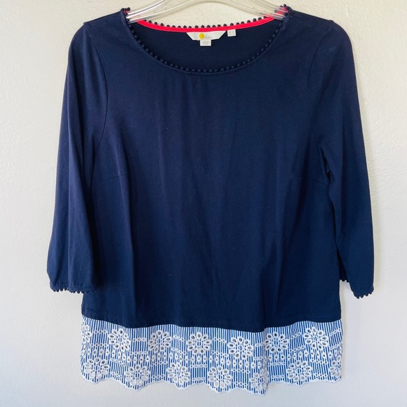Boden Size 12 Navy Blue Broderie Eyelet Overlay Shirt size 12 - Picture 5 of 9